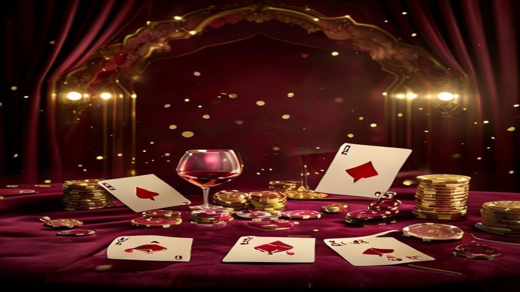 PakWin online casino table in Pakistan with fanned playing cards and stacked gold chips