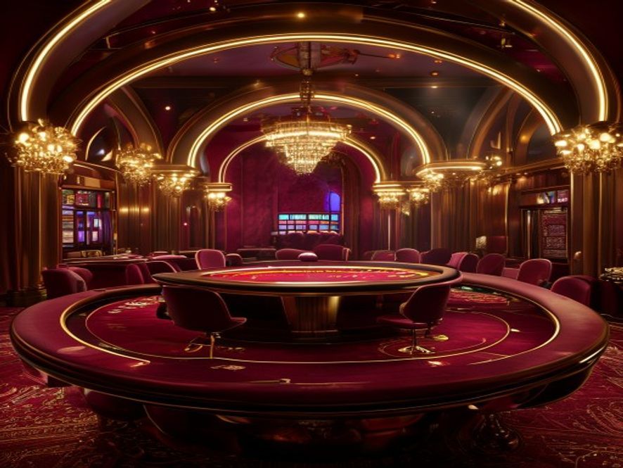 Live dealer casino table streamed to a phone screen in warm wine and gold lighting